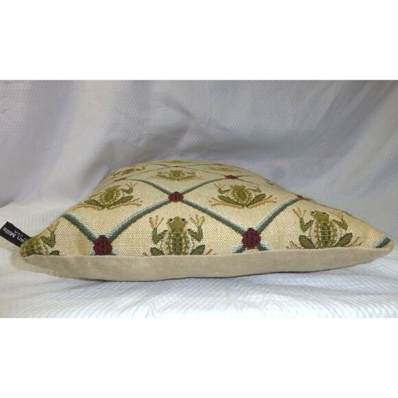 American Mills Frog Ladybug Tapestry Pattern Throw Pillow 15"X12" Square - Picture 2 of 7